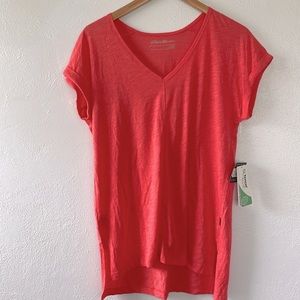 Eddie Bauer Small‎ short sleeve v neck tunic t-shirt light coral NWT